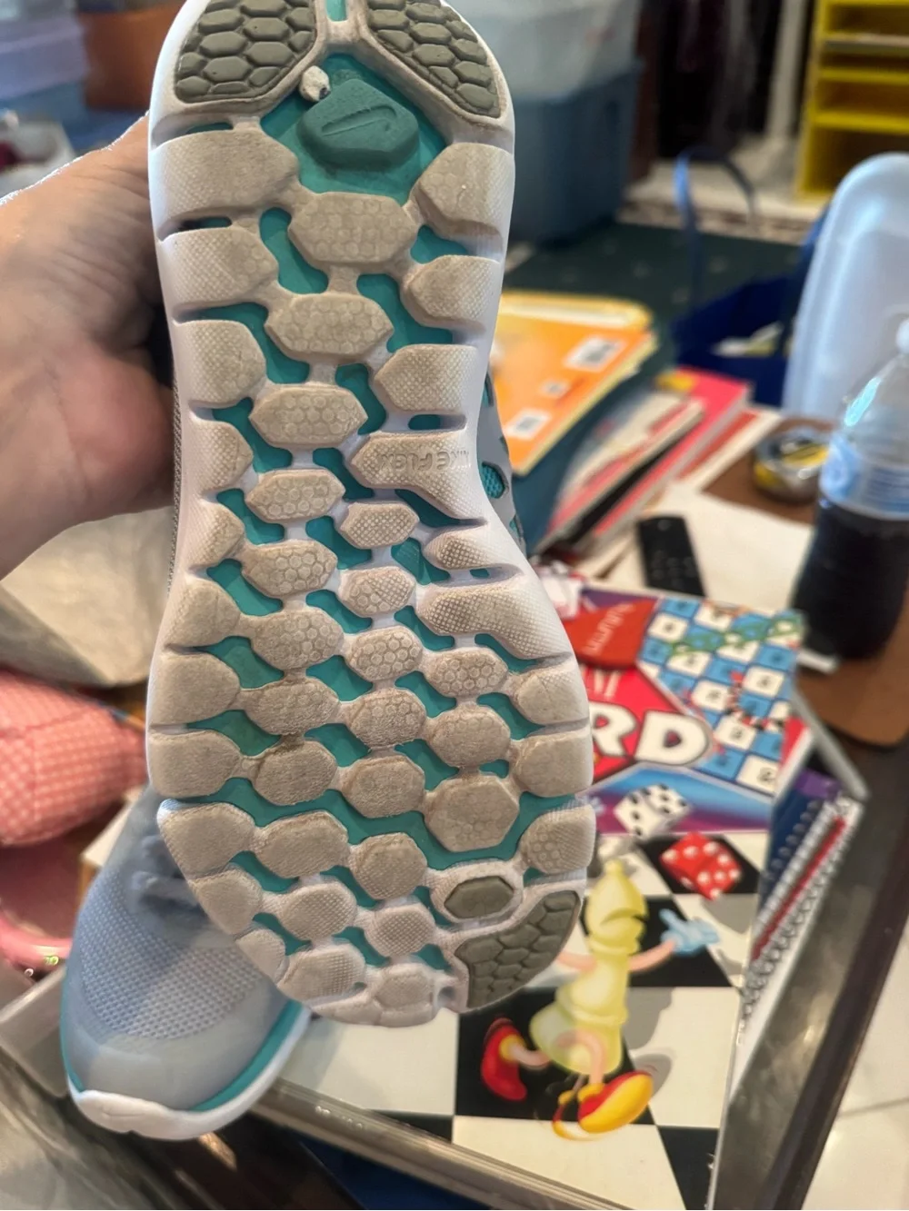 Nike size 7 Grey Sneakers with Teal Accents
